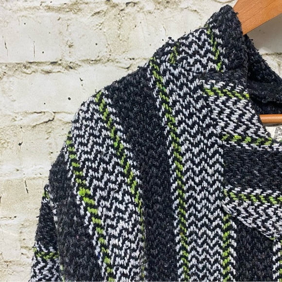 Baja Joe Hoodie Multi Striped Rasta Poncho Jamaica Hippie Boho Hipster - Picture 2 of 4